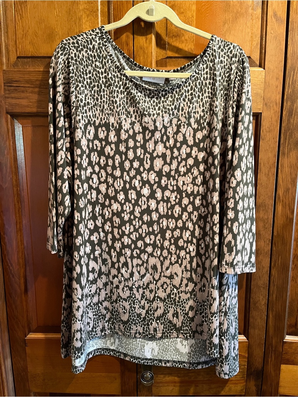 Belle by Kim Gravel QVC A355044 Leopard Tunic Top Hi-Low size XL